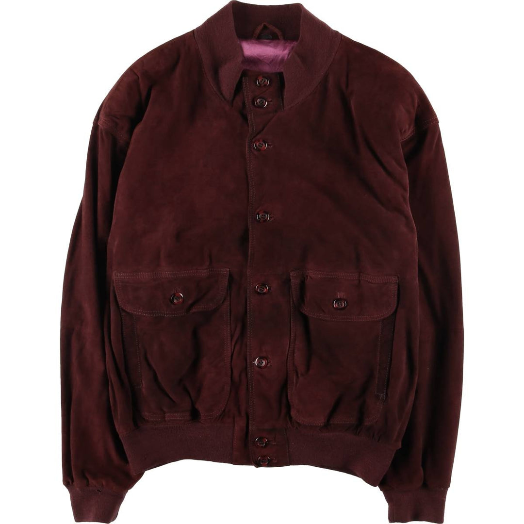 Balster Jacket, Suede Leather Blouson, Men's XL genuine leather Red type red-purple Vintage Second Hand