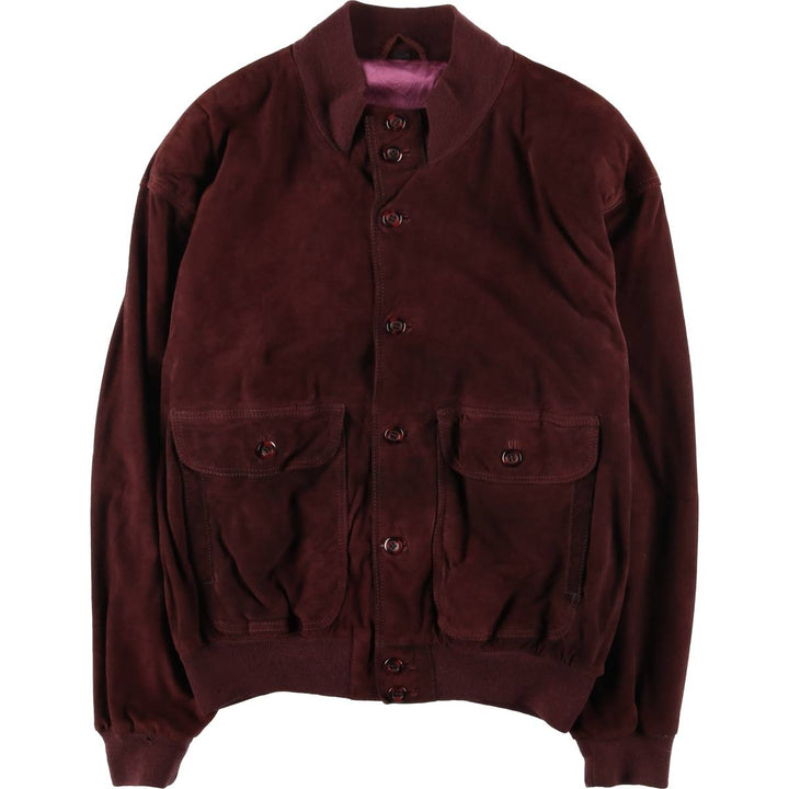 Balster Jacket, Suede Leather Blouson, Men's XL genuine leather Red type red-purple Vintage Second Hand