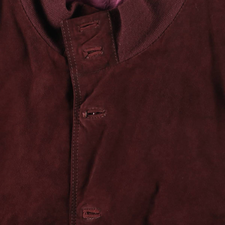 Balster Jacket, Suede Leather Blouson, Men's XL genuine leather Red type red-purple Vintage Second Hand