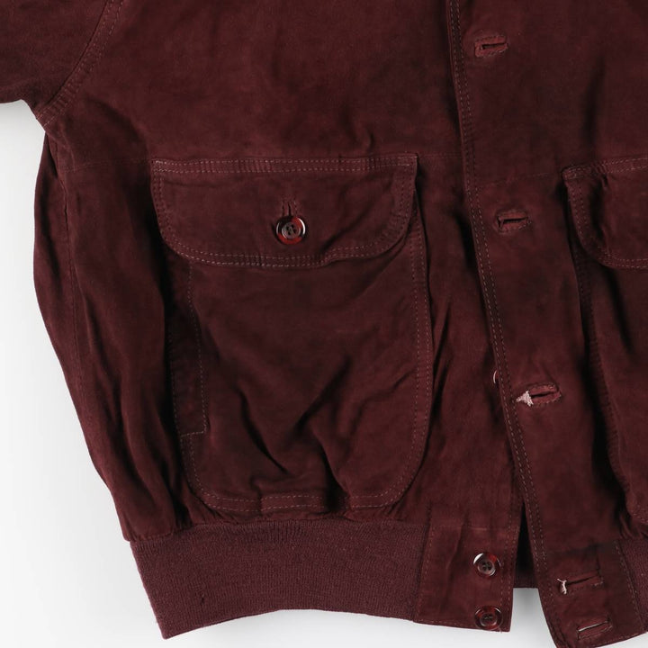 Balster Jacket, Suede Leather Blouson, Men's XL genuine leather Red type red-purple Vintage Second Hand
