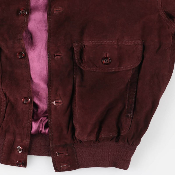 Balster Jacket, Suede Leather Blouson, Men's XL genuine leather Red type red-purple Vintage Second Hand
