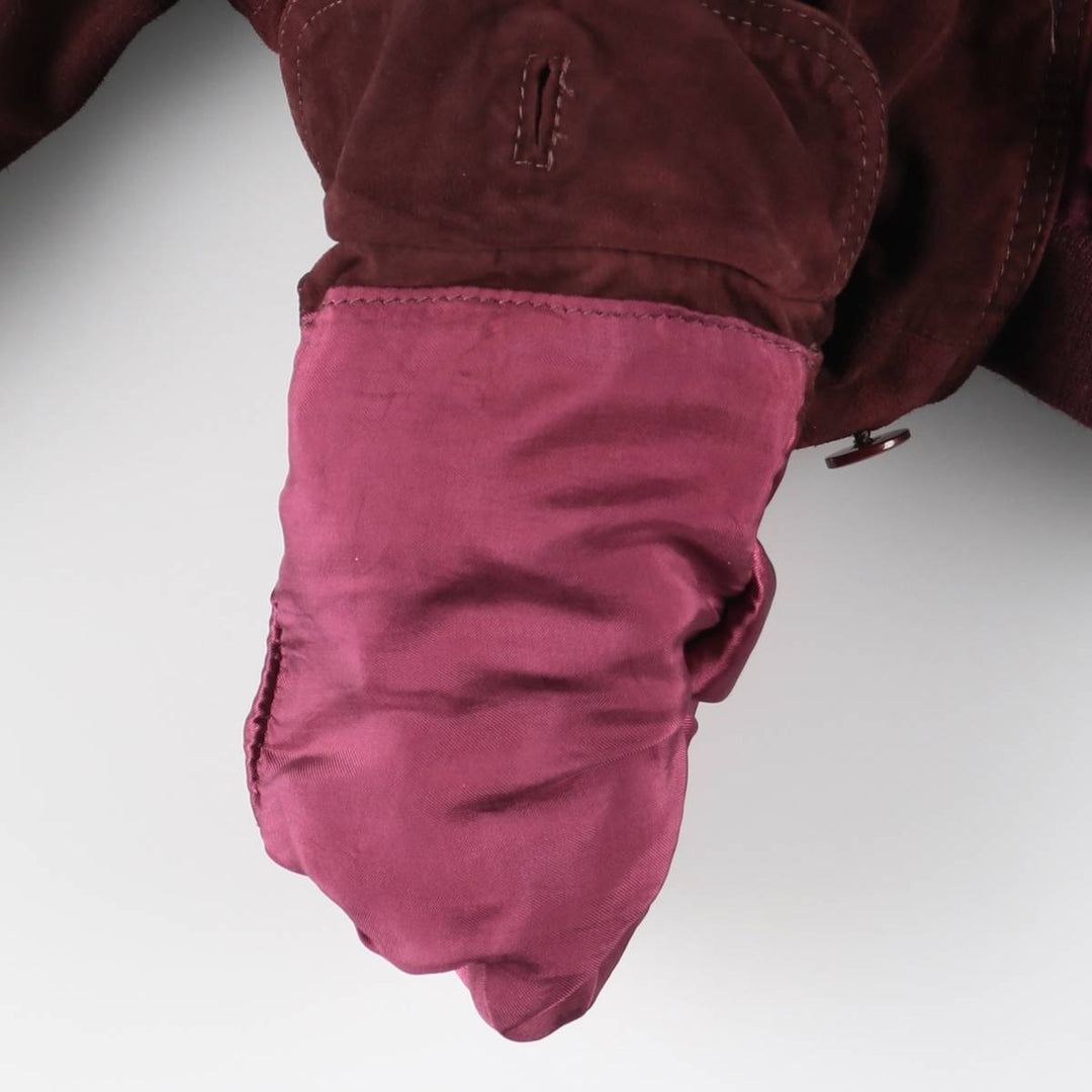 Balster Jacket, Suede Leather Blouson, Men's XL genuine leather Red type red-purple Vintage Second Hand