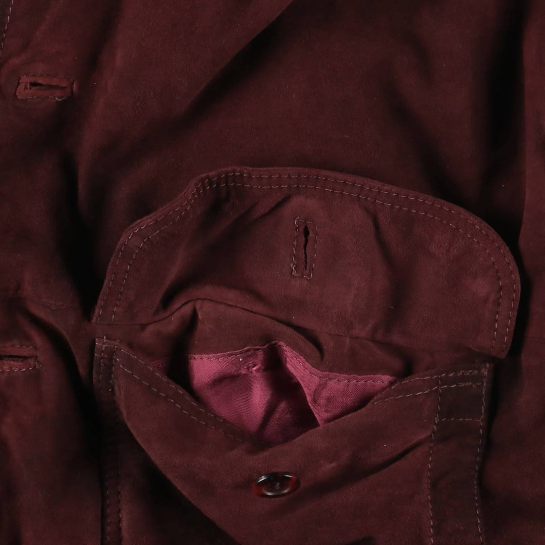 Balster Jacket, Suede Leather Blouson, Men's XL genuine leather Red type red-purple Vintage Second Hand