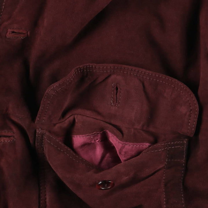 Balster Jacket, Suede Leather Blouson, Men's XL genuine leather Red type red-purple Vintage Second Hand