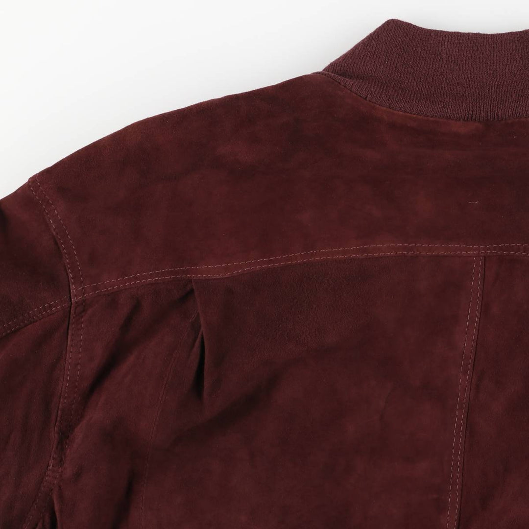 Balster Jacket, Suede Leather Blouson, Men's XL genuine leather Red type red-purple Vintage Second Hand
