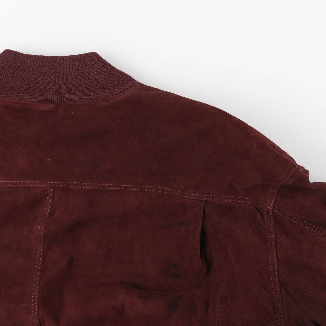 Balster Jacket, Suede Leather Blouson, Men's XL genuine leather Red type red-purple Vintage Second Hand
