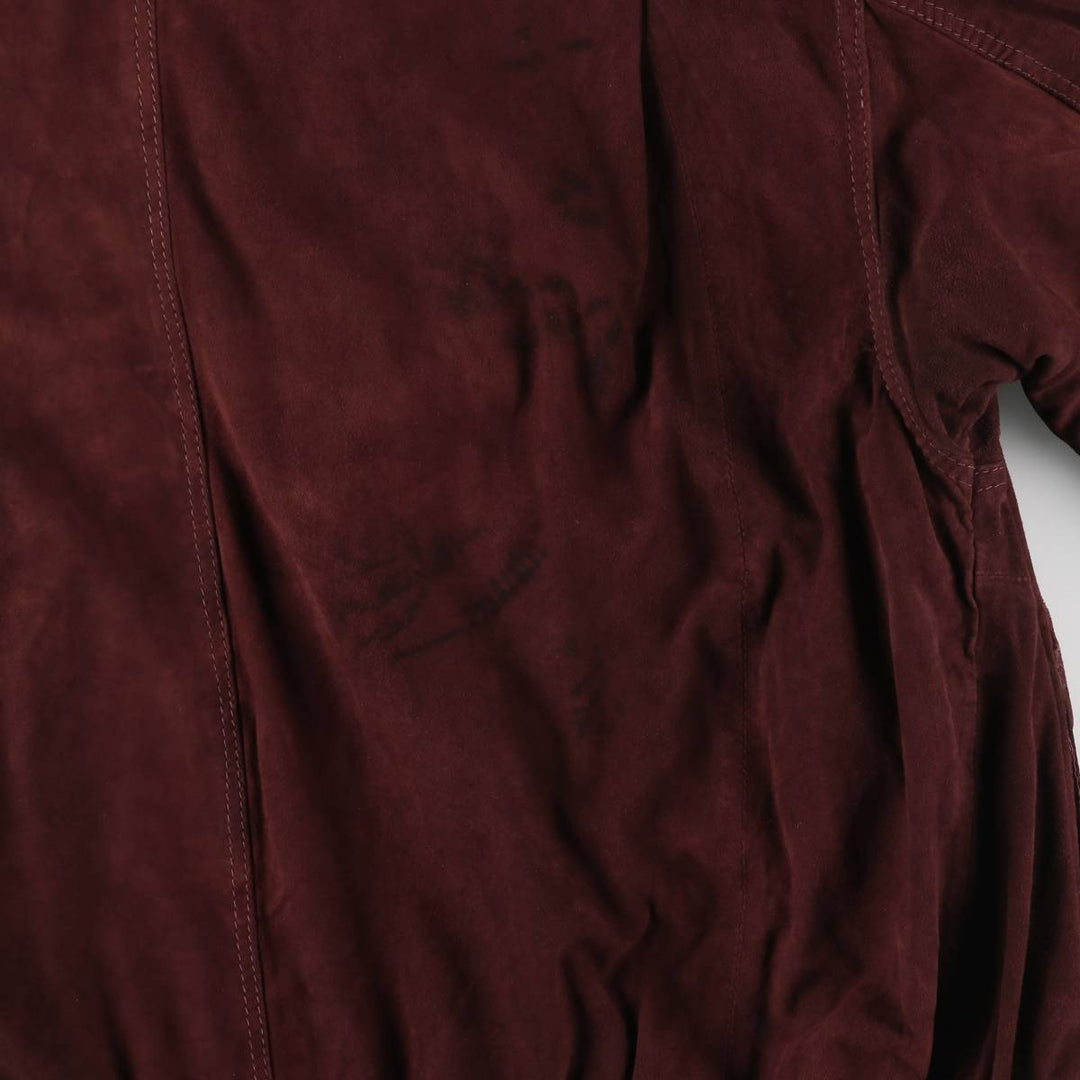 Balster Jacket, Suede Leather Blouson, Men's XL genuine leather Red type red-purple Vintage Second Hand