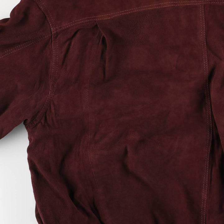 Balster Jacket, Suede Leather Blouson, Men's XL genuine leather Red type red-purple Vintage Second Hand