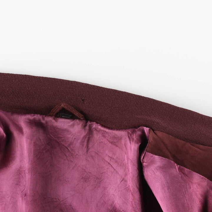 Balster Jacket, Suede Leather Blouson, Men's XL genuine leather Red type red-purple Vintage Second Hand