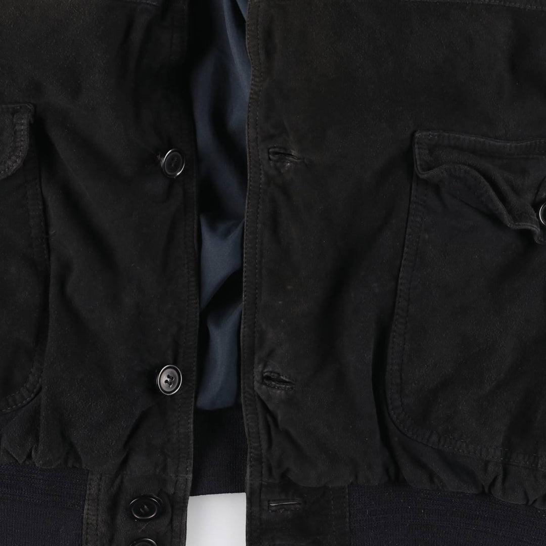 Suede leather blouson, men's size XL genuine leather black type Vintage Second Hand