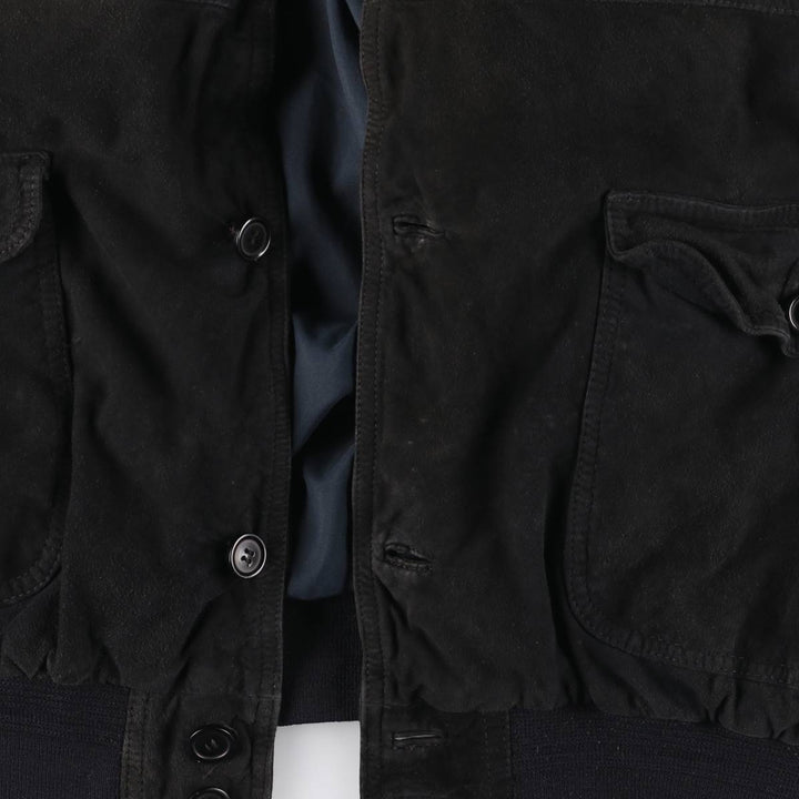 Suede leather blouson, men's size XL genuine leather black type Vintage Second Hand