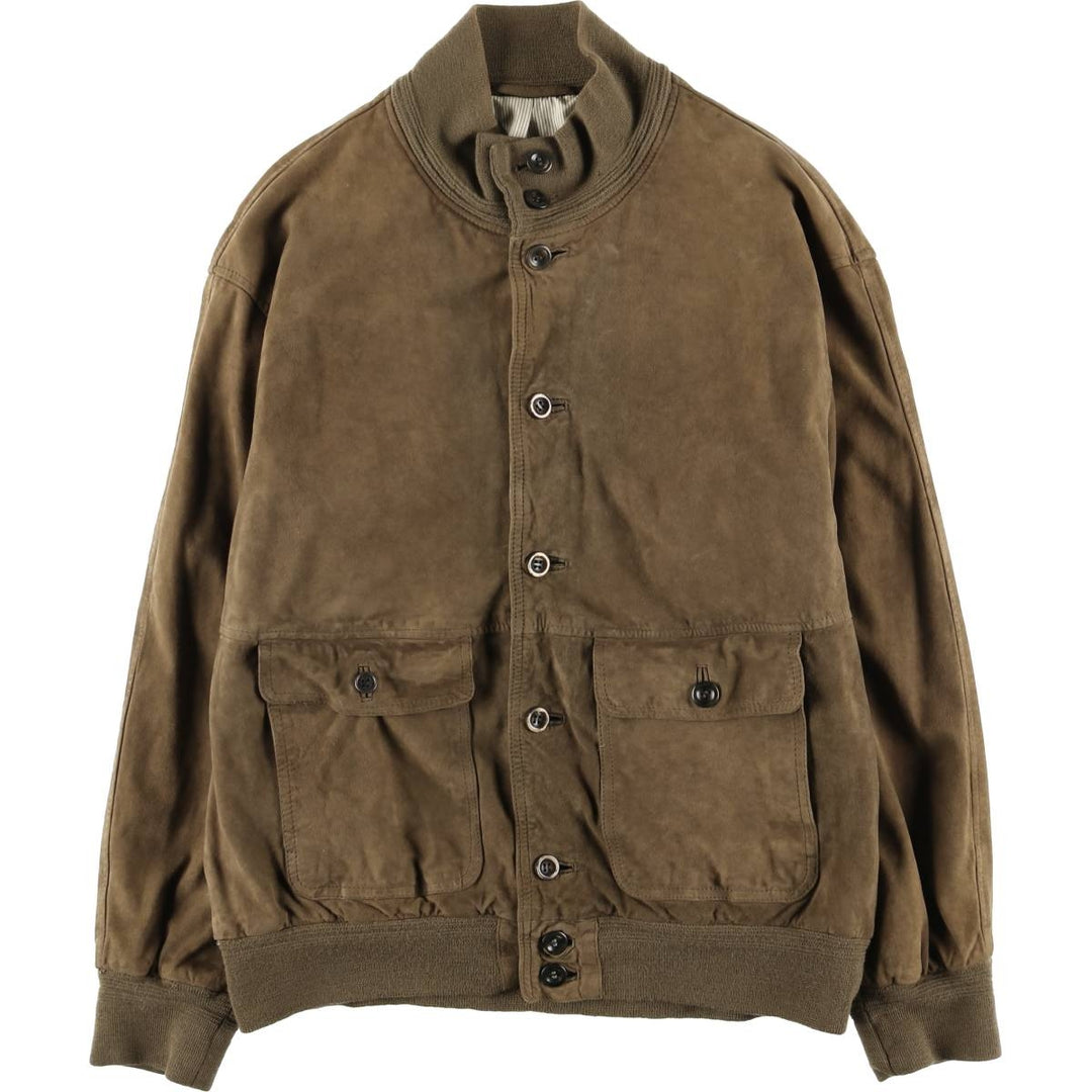 Balster Jacket, Suede Leather Blouson, Men's Size L unclear Khaki type brown Vintage Second Hand