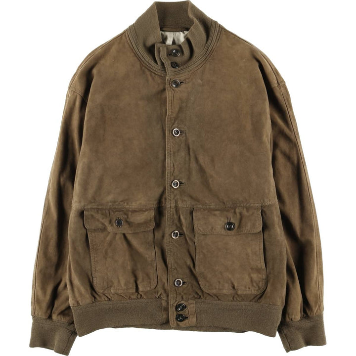 Balster Jacket, Suede Leather Blouson, Men's Size L unclear Khaki type brown Vintage Second Hand