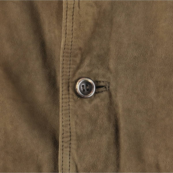 Balster Jacket, Suede Leather Blouson, Men's Size L unclear Khaki type brown Vintage Second Hand