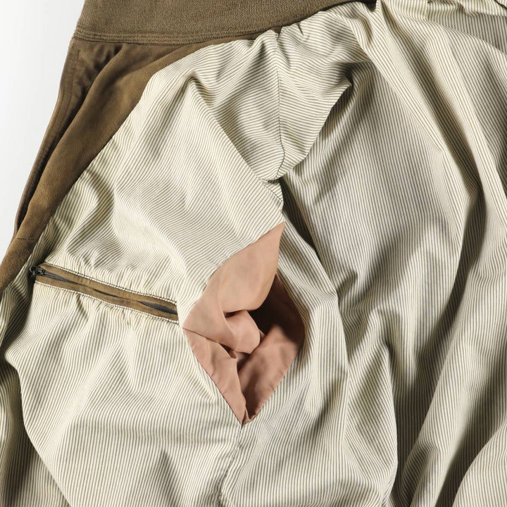 Balster Jacket, Suede Leather Blouson, Men's Size L unclear Khaki type brown Vintage Second Hand