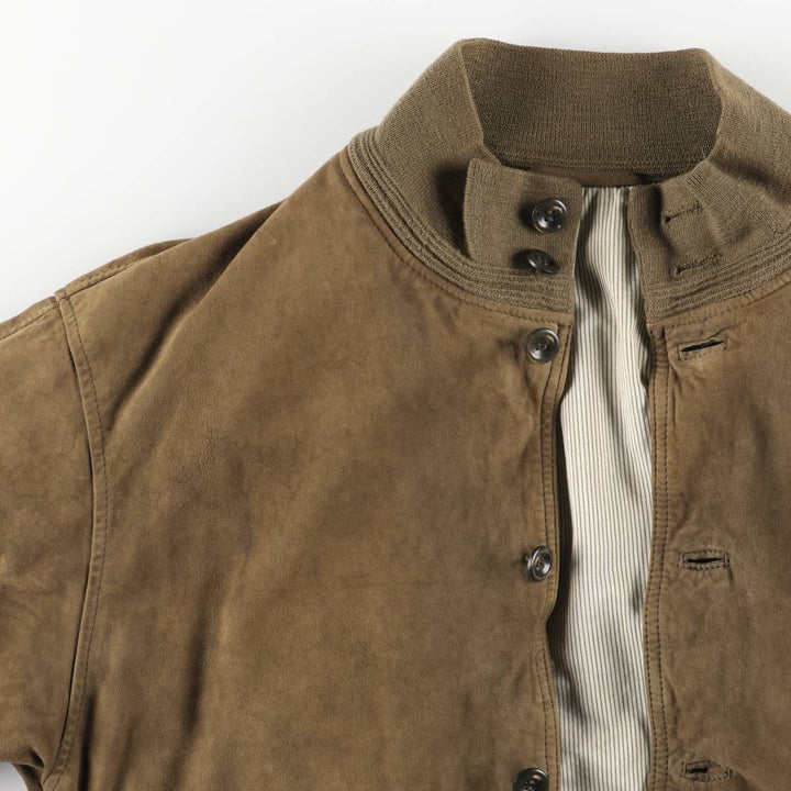 Balster Jacket, Suede Leather Blouson, Men's Size L unclear Khaki type brown Vintage Second Hand