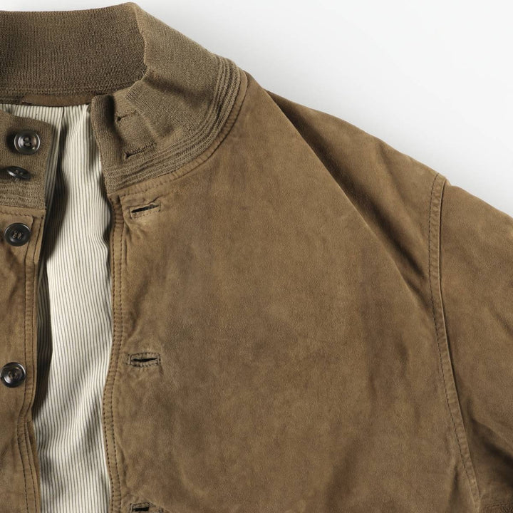 Balster Jacket, Suede Leather Blouson, Men's Size L unclear Khaki type brown Vintage Second Hand