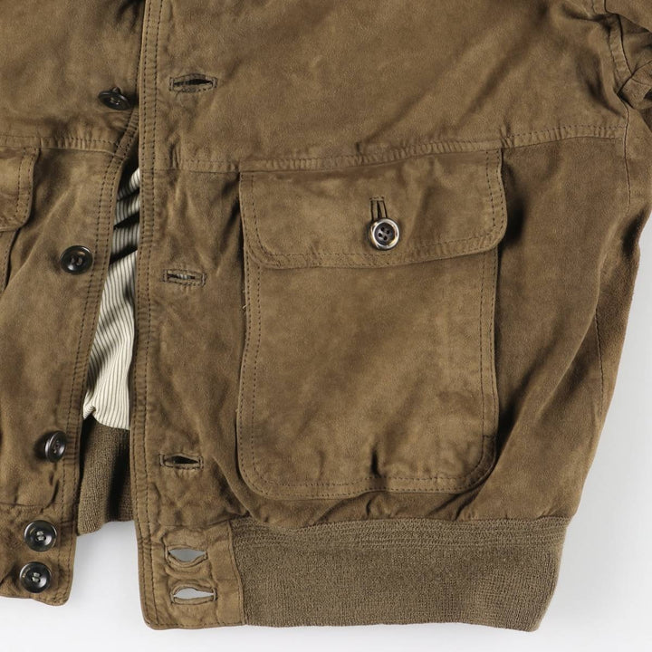 Balster Jacket, Suede Leather Blouson, Men's Size L unclear Khaki type brown Vintage Second Hand
