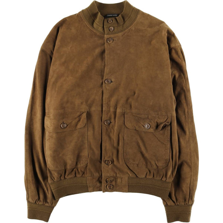 JUST LEATHER Balster Jacket, Suede Leather Blouson, Men's XL genuine leather brown type Vintage Second Hand