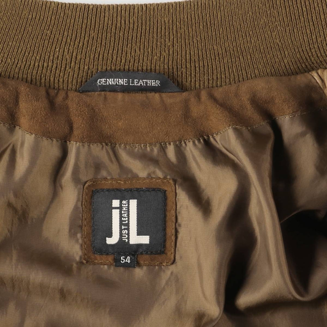 JUST LEATHER Balster Jacket, Suede Leather Blouson, Men's XL genuine leather brown type Vintage Second Hand