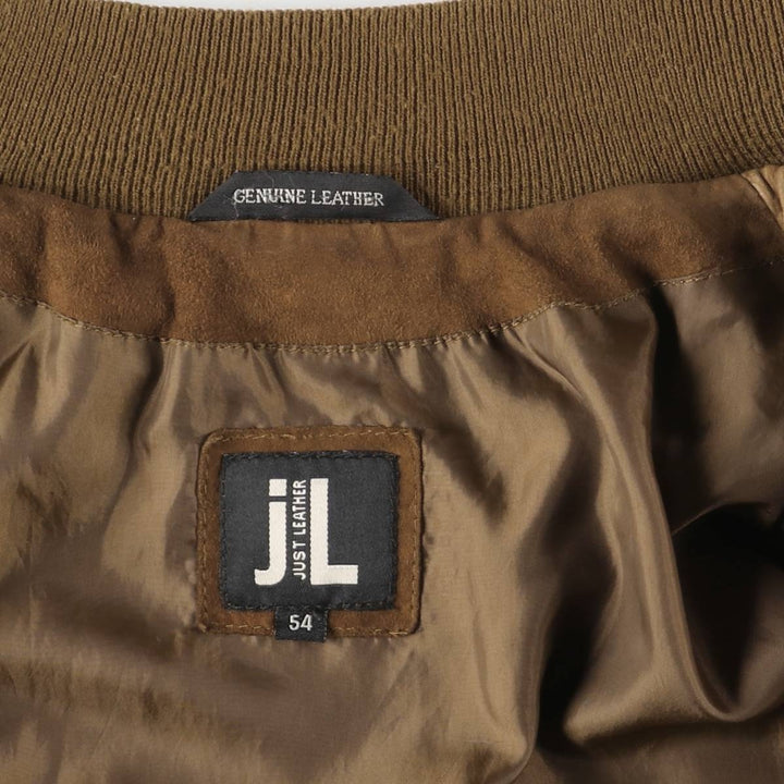 JUST LEATHER Balster Jacket, Suede Leather Blouson, Men's XL genuine leather brown type Vintage Second Hand