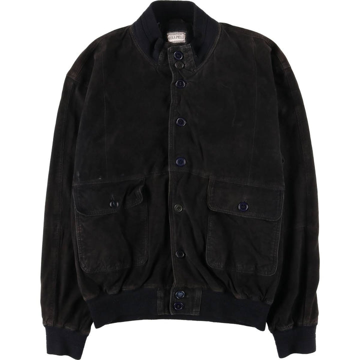 Balster Jacket, Suede Leather Blouson, Men's Size L genuine leather black type Vintage Second Hand
