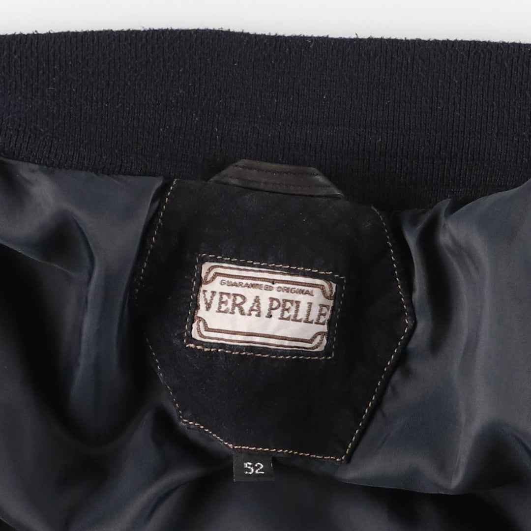 Balster Jacket, Suede Leather Blouson, Men's Size L genuine leather black type Vintage Second Hand