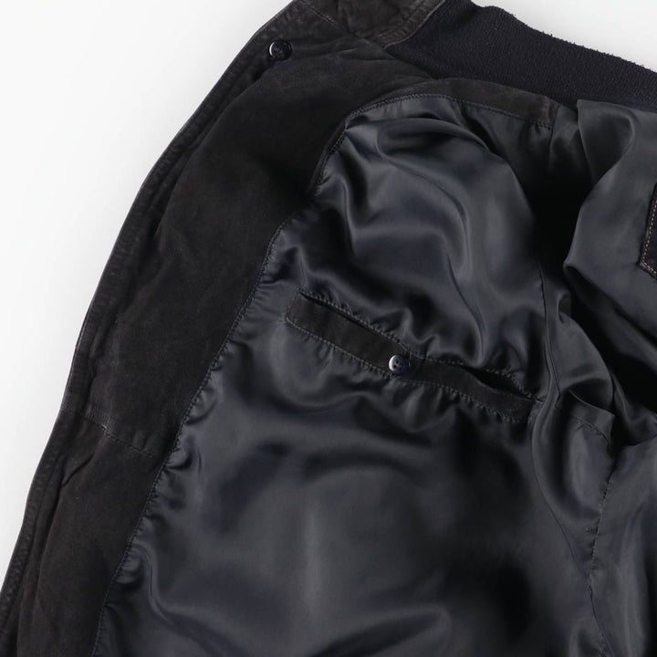 Balster Jacket, Suede Leather Blouson, Men's Size L genuine leather black type Vintage Second Hand