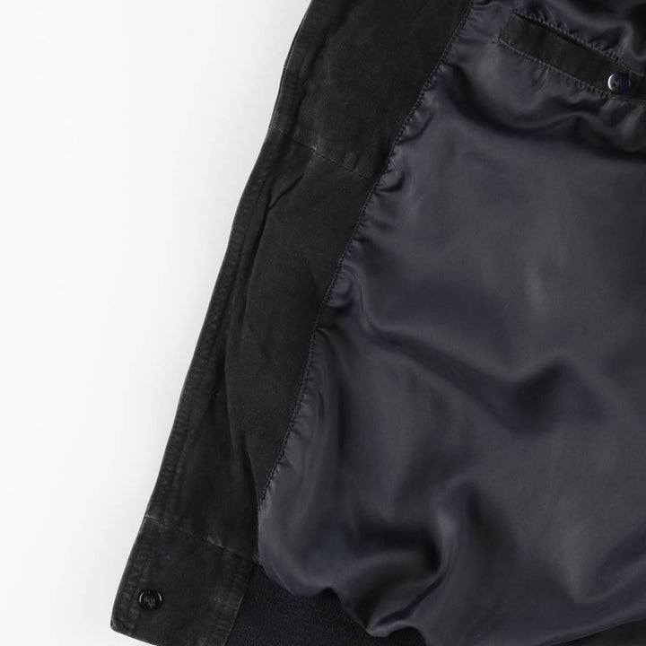 Balster Jacket, Suede Leather Blouson, Men's Size L genuine leather black type Vintage Second Hand