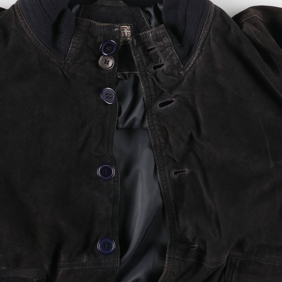 Balster Jacket, Suede Leather Blouson, Men's Size L genuine leather black type Vintage Second Hand