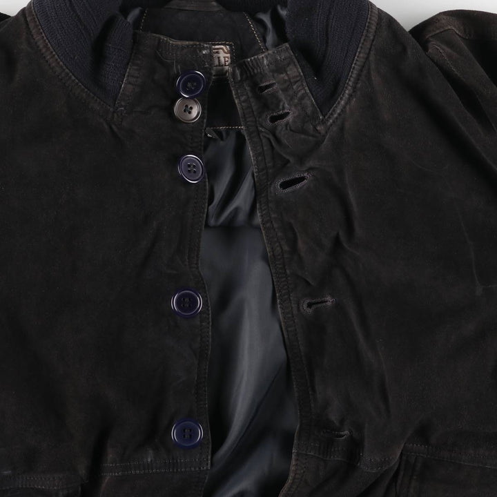 Balster Jacket, Suede Leather Blouson, Men's Size L genuine leather black type Vintage Second Hand