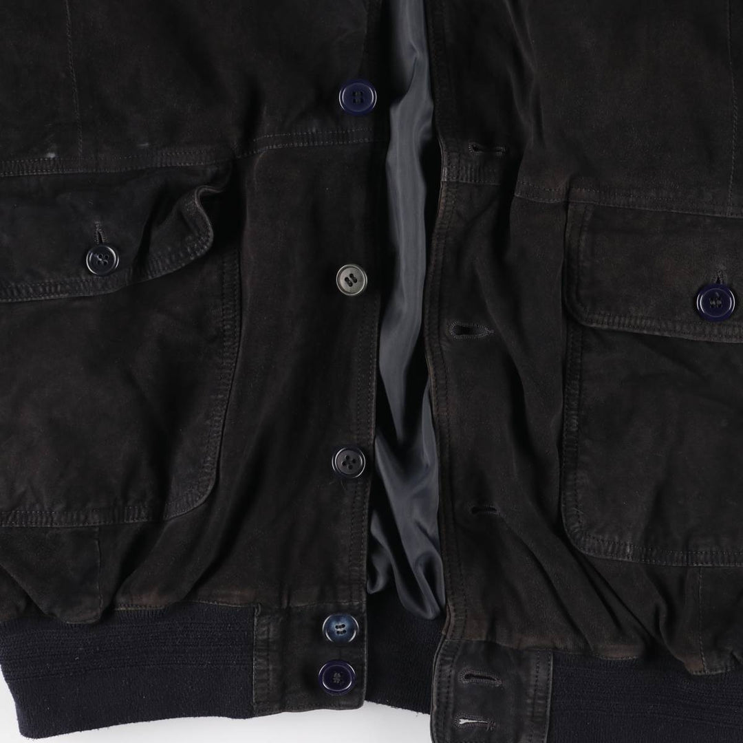 Balster Jacket, Suede Leather Blouson, Men's Size L genuine leather black type Vintage Second Hand