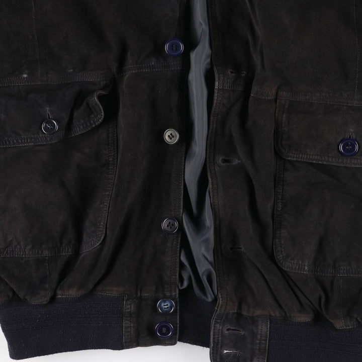 Balster Jacket, Suede Leather Blouson, Men's Size L genuine leather black type Vintage Second Hand