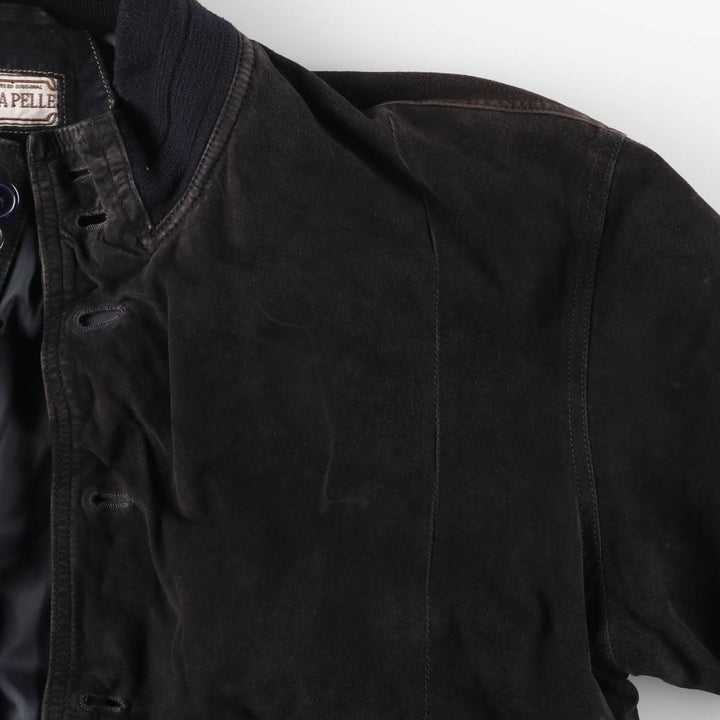 Balster Jacket, Suede Leather Blouson, Men's Size L genuine leather black type Vintage Second Hand