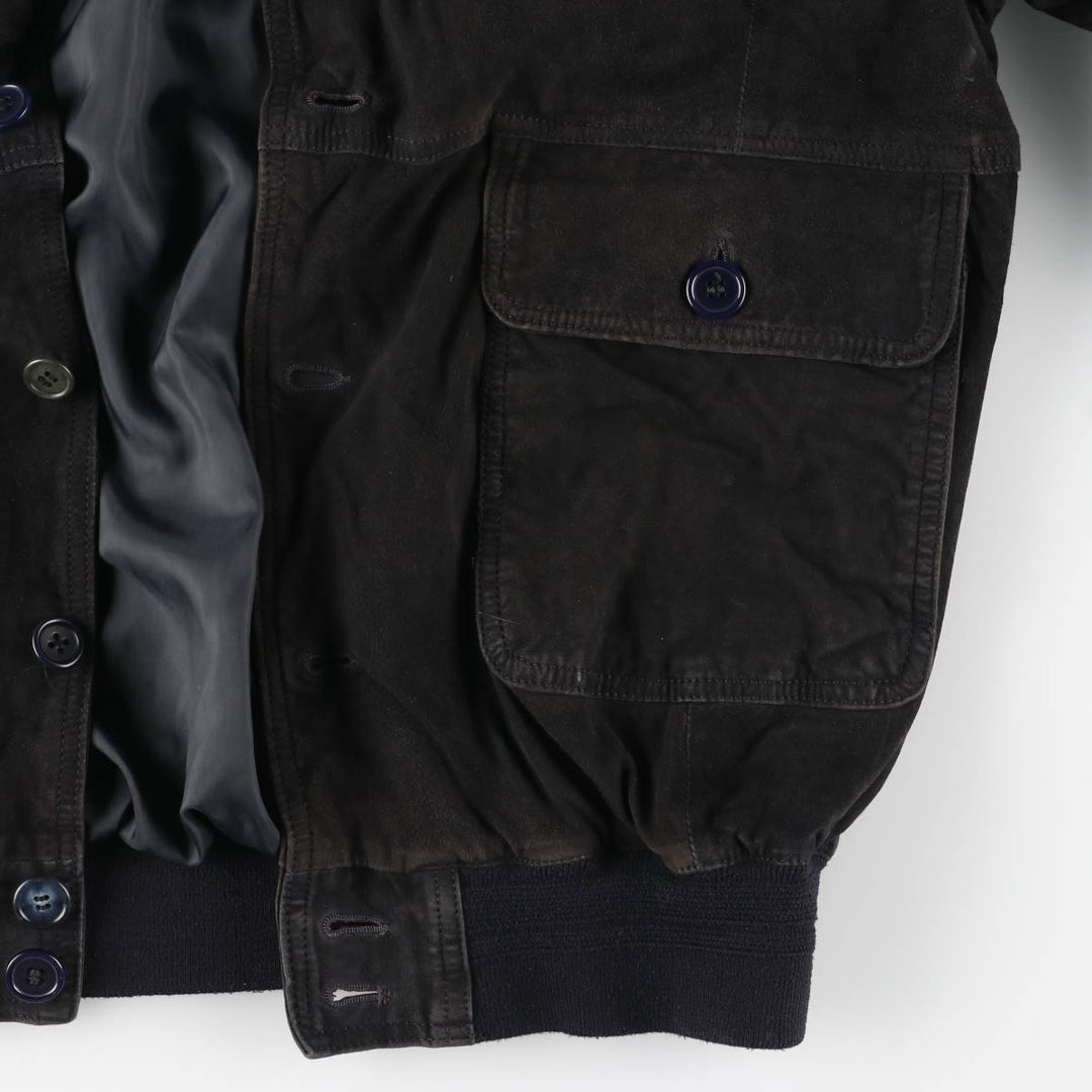Balster Jacket, Suede Leather Blouson, Men's Size L genuine leather black type Vintage Second Hand