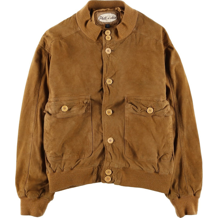 Phill'n'skin Balster Jacket, Suede Leather Blouson, Men's Size L Genuine Leather Suede Leather brown type Vintage Second Hand