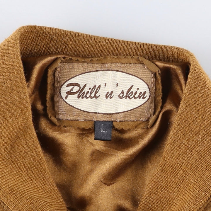 Phill'n'skin Balster Jacket, Suede Leather Blouson, Men's Size L Genuine Leather Suede Leather brown type Vintage Second Hand