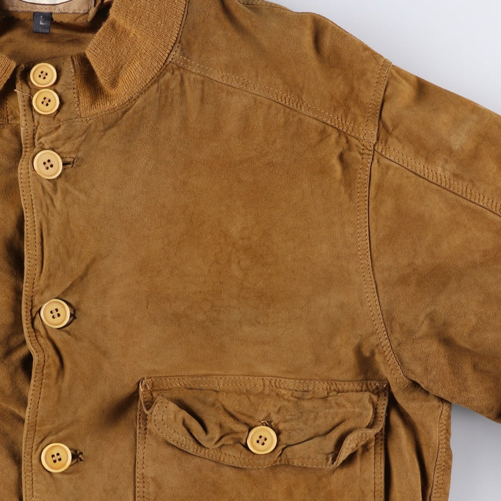 Phill'n'skin Balster Jacket, Suede Leather Blouson, Men's Size L Genuine Leather Suede Leather brown type Vintage Second Hand