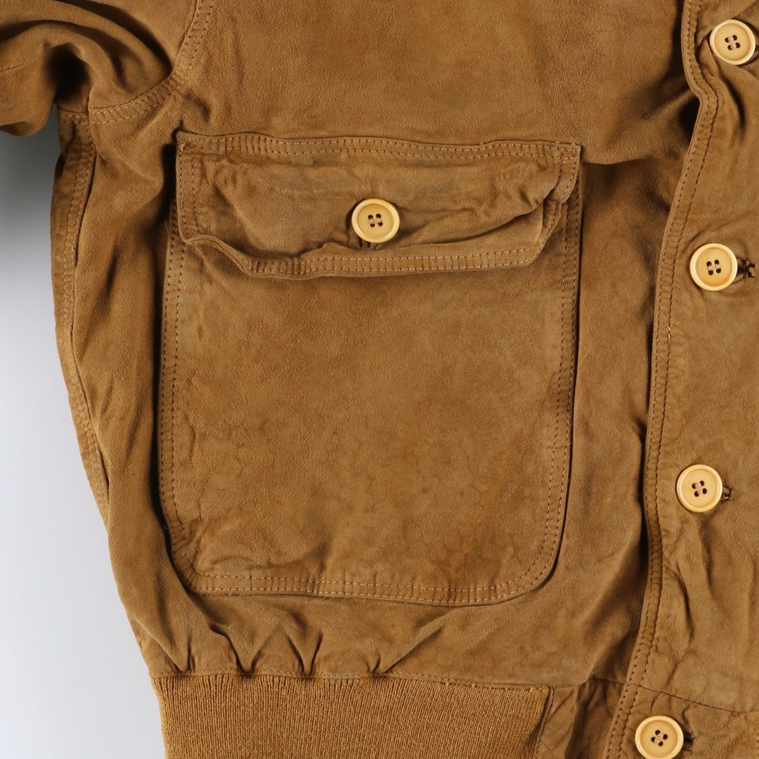 Phill'n'skin Balster Jacket, Suede Leather Blouson, Men's Size L Genuine Leather Suede Leather brown type Vintage Second Hand