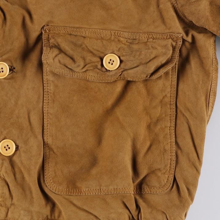 Phill'n'skin Balster Jacket, Suede Leather Blouson, Men's Size L Genuine Leather Suede Leather brown type Vintage Second Hand