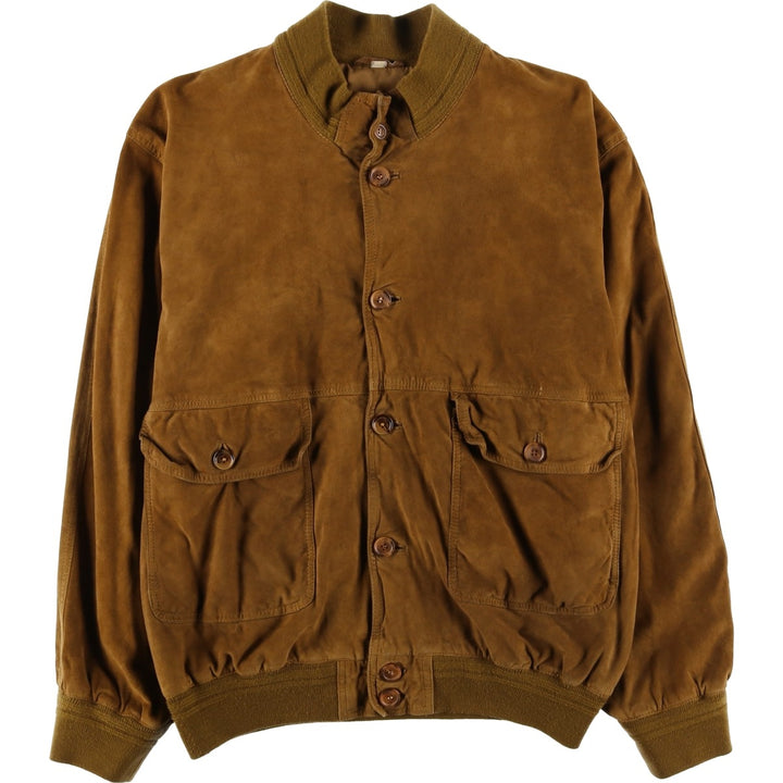Balster Jacket, Suede Leather Blouson, Men's XL Genuine Leather Suede Leather brown type Vintage Second Hand