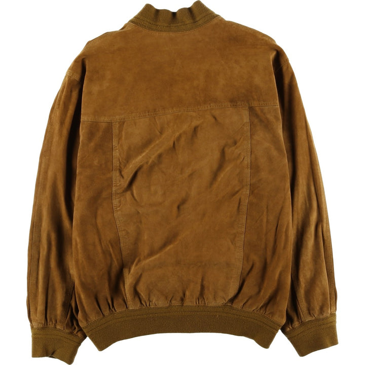 Balster Jacket, Suede Leather Blouson, Men's XL Genuine Leather Suede Leather brown type Vintage Second Hand