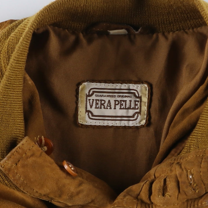 Balster Jacket, Suede Leather Blouson, Men's XL Genuine Leather Suede Leather brown type Vintage Second Hand