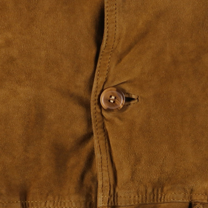 Balster Jacket, Suede Leather Blouson, Men's XL Genuine Leather Suede Leather brown type Vintage Second Hand