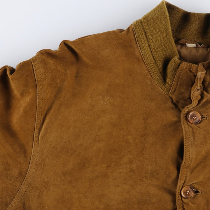 Balster Jacket, Suede Leather Blouson, Men's XL Genuine Leather Suede Leather brown type Vintage Second Hand
