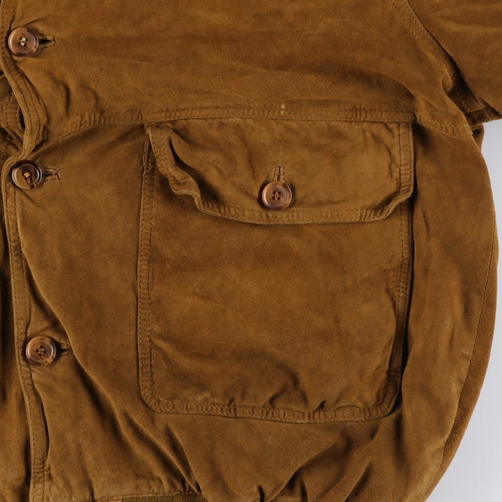 Balster Jacket, Suede Leather Blouson, Men's XL Genuine Leather Suede Leather brown type Vintage Second Hand