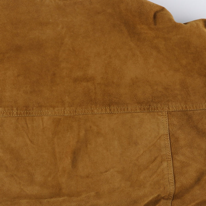 Balster Jacket, Suede Leather Blouson, Men's XL Genuine Leather Suede Leather brown type Vintage Second Hand