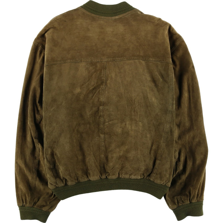 ANTICA PELLERIA Balster Jacket, Suede Leather Blouson, Made in Italy, Men's XXL Genuine Leather Suede Leather Khaki type brown Vintage Second Hand