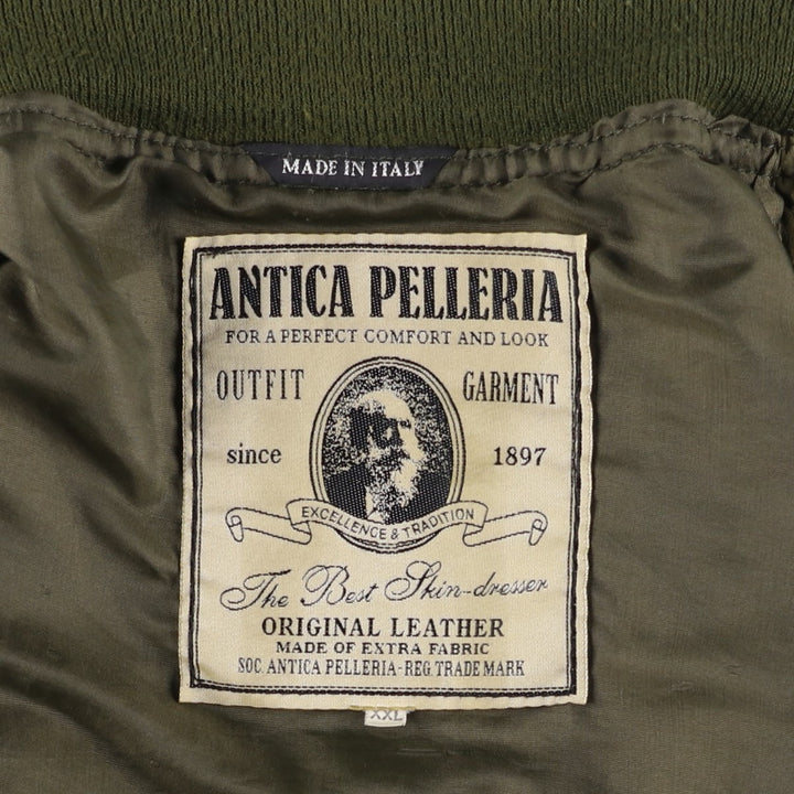 ANTICA PELLERIA Balster Jacket, Suede Leather Blouson, Made in Italy, Men's XXL Genuine Leather Suede Leather Khaki type brown Vintage Second Hand