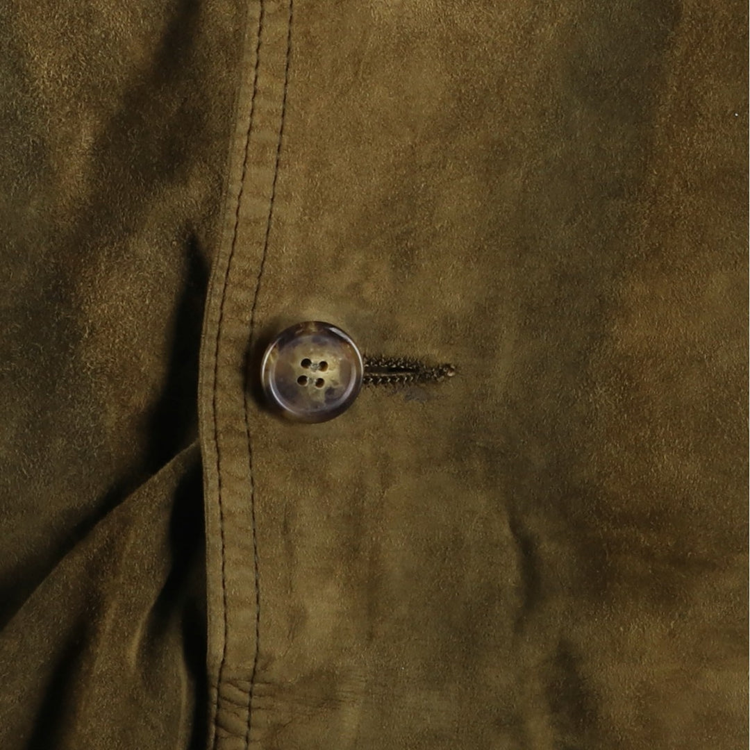 ANTICA PELLERIA Balster Jacket, Suede Leather Blouson, Made in Italy, Men's XXL Genuine Leather Suede Leather Khaki type brown Vintage Second Hand